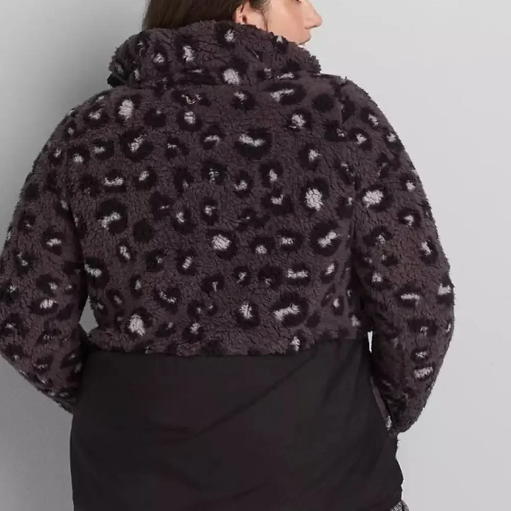 Lane Bryant LIVI Sherpa Half Zip Pullover Jacket Sweater